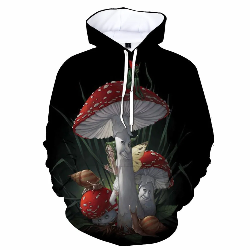 thumbnail image 1 of Nuevas sudaderas con capucha de setas de ensueño con estampado 3D de bosque, cuello redondo, mangas largas, camisetas con patrón de plantas, moda informal, unisex, para hombres y mujeres, 1 of 4