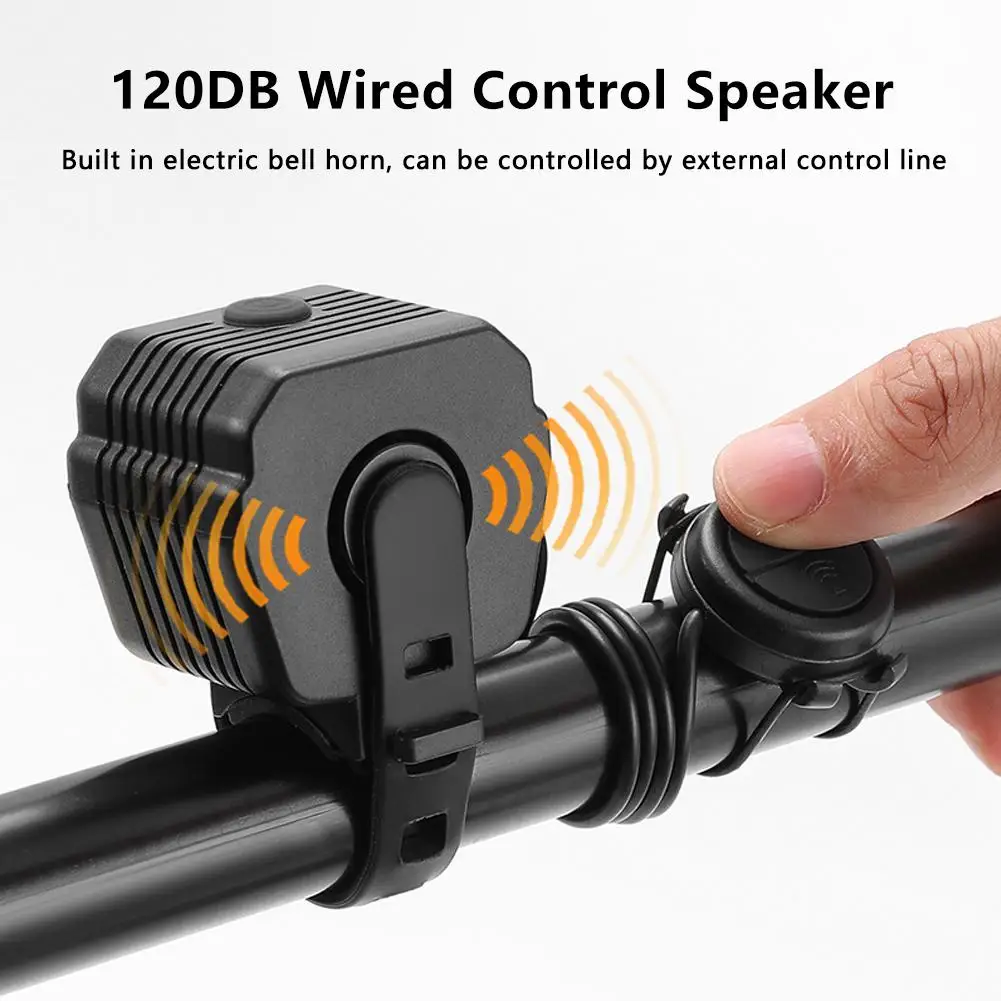 2 In 1 Bicycle Headlight 4LED 120dB USB Charge Bicycle Horn Light Headlight For Outdoor Mountain Bike Accessories bicycle accessories bicycle horn bicycle flashlight