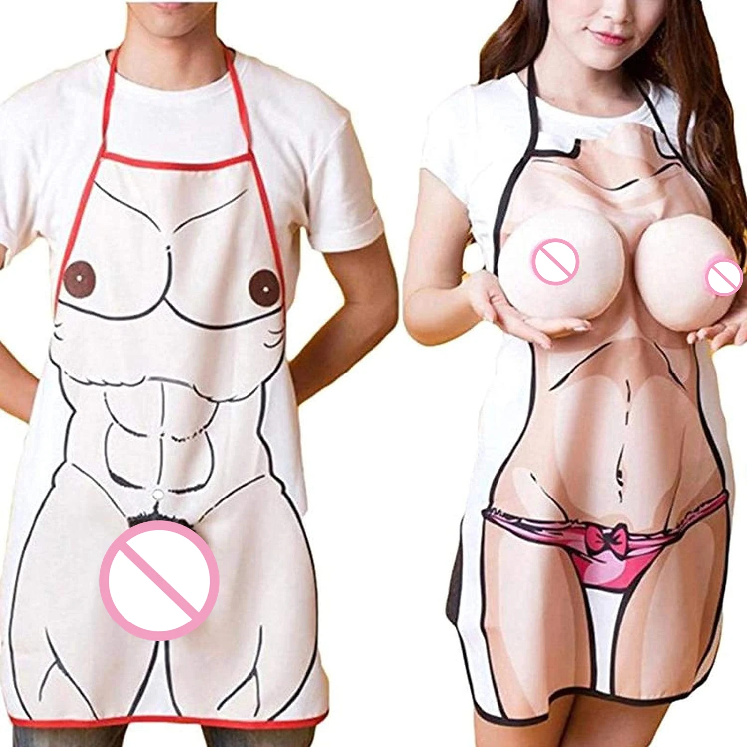 

3D Adjustable Funny Cooking Apron Sexy Kitchen Dinner Party Baking Aprons For Women And Man Bachelor party Aprons