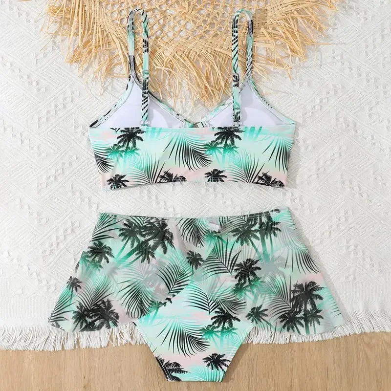Kids Swimwear Bathing Swimming Swim Suit Beachwear 2 Pieces Children Girls Tropical Print Bikini Set