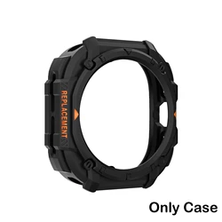 Silicone Sport Bracelet with Protective Case for Smartwatch - Premium Strap Accessories (Black - C)