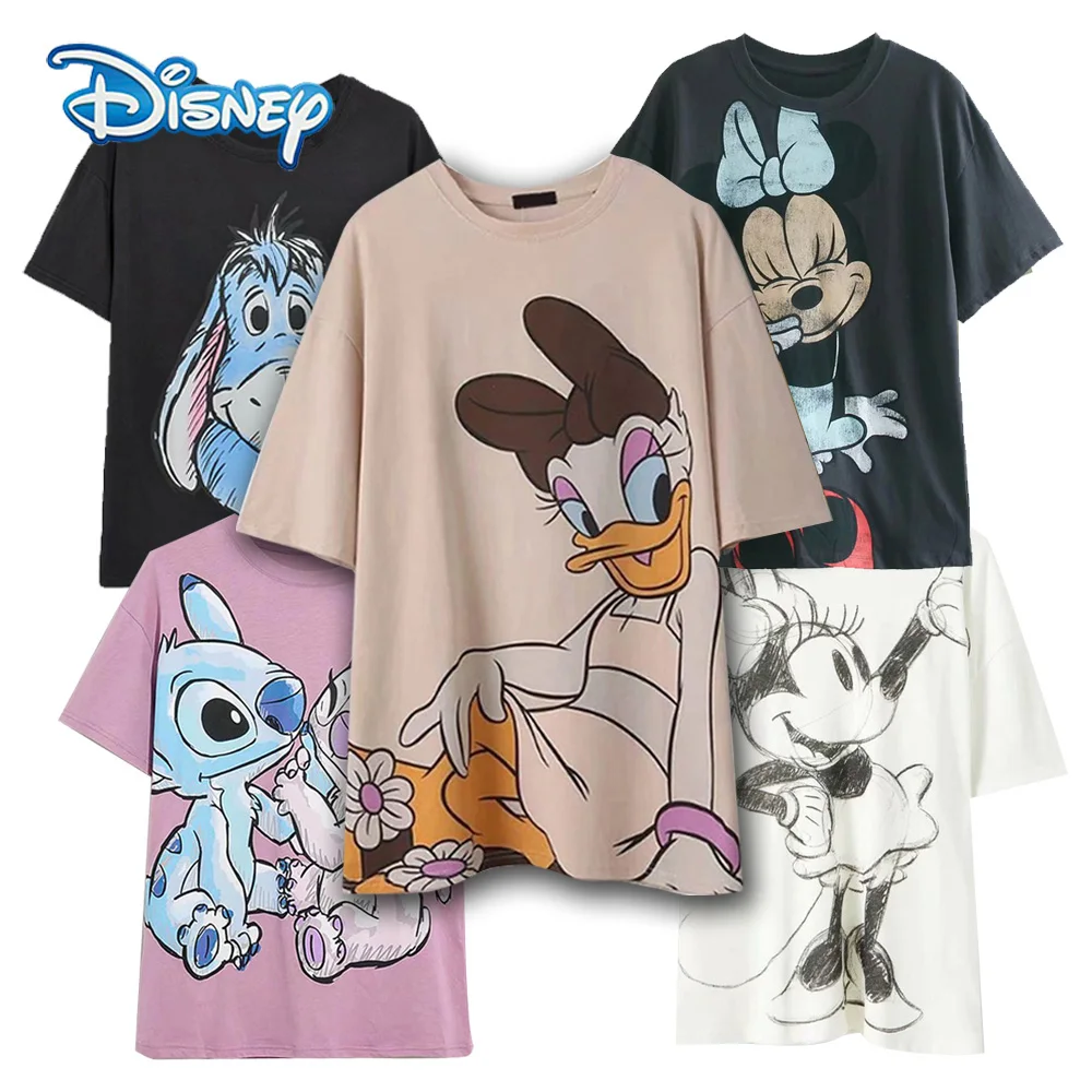 2022 Disney T-Shirt Topolino Winnie The Pooh Bear Bambi Peter Pan Fate Daisy Dumbo Cartoon Stampa Donna T-Shirt In Cotone