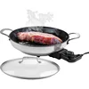 Electric Skillet By Cucina Pro -18/10 Stainless Steel,Frying Pan with Non Stick Interior,Glass Lid,12" Round,Temperature Control 6