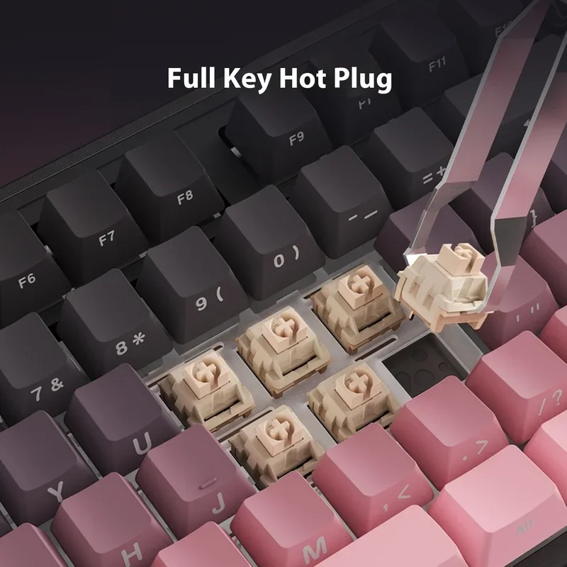 AJAZZ AK870 PLUS لوحة المفاتيح الميكانيكية المصنوعة من سبائك الألومنيوم مفتاح كامل قابل للتبديل السريع وخالية من الصراع متعددة الوظائف مقبض لوحة مفاتيح الألعاب