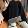 Lamb Velvet Fleece Lined Thickened Autumn Winter New Loose Wide Leg Pants Fashionable Casual Trousers Versatile Design Sensation