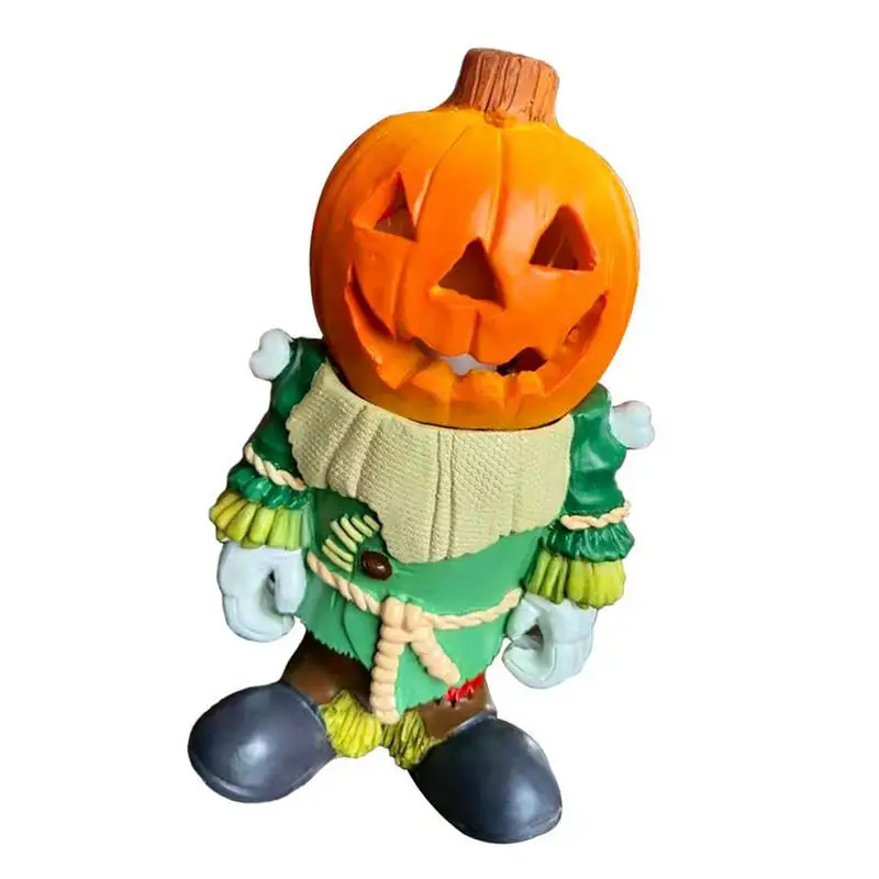 

Pumpkin Ghost Figurines Scary Knight Statue Glowing Mini Outdoor Figurine For Garden Patio Lawn Yard Table Lantern Decoration