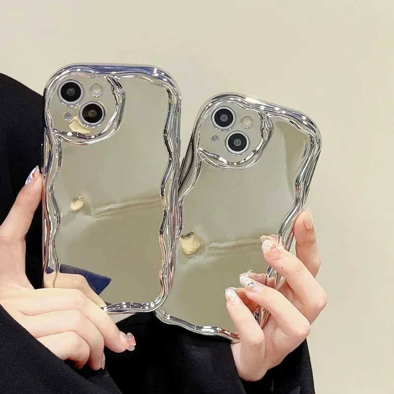 Glitter Plating Soft Mirror Case For OPPO A3 PRO Find X2 X3 X6 X7 Ultra K10 K11 K12 Reno 12 Camera Protector Wave Bumper Makeup_voghion.com