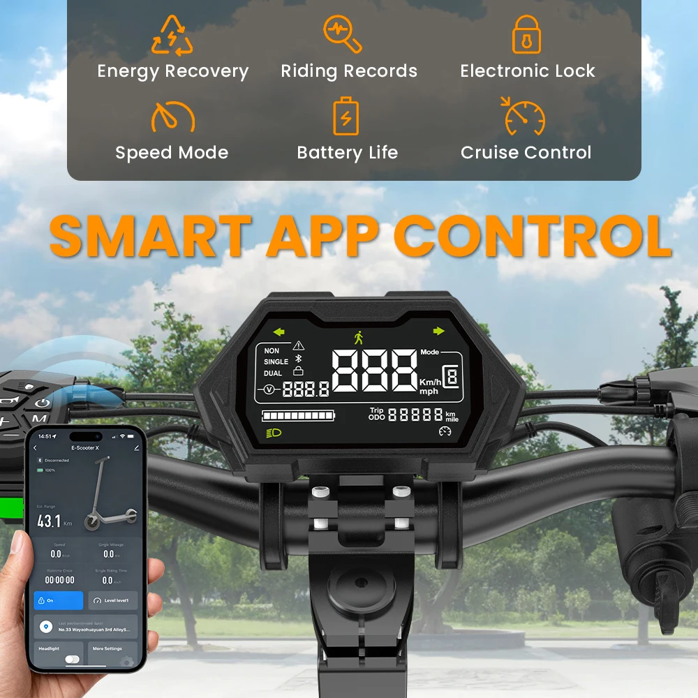 TOFUN TF5 PRO Scooter elettrico 1200W * 2 Motore 60KM/H 48V18.2AH Batteria Fuoristrada Escooter 11 "Pneumatico Fuoristrada Pieghevole E-Scooter - immagine 2