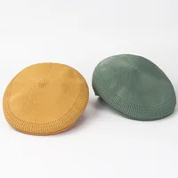 Popular 9 Colors Retro Summer Thin Black Reverse Painter Hat Trend Mesh Breathable Beret Caps for Women Girls - Image 3