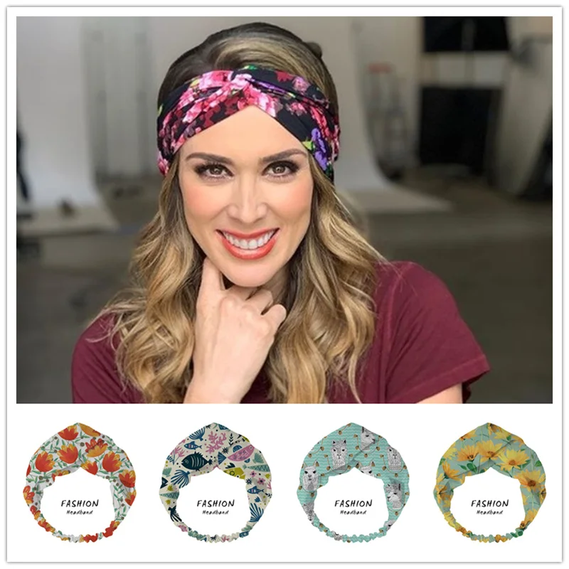 

Women Girls Flowers Bohemian Hair Bands Print Headbands Retro Turban Bandage Bandanas HairBands Hair Accessories Headwrap