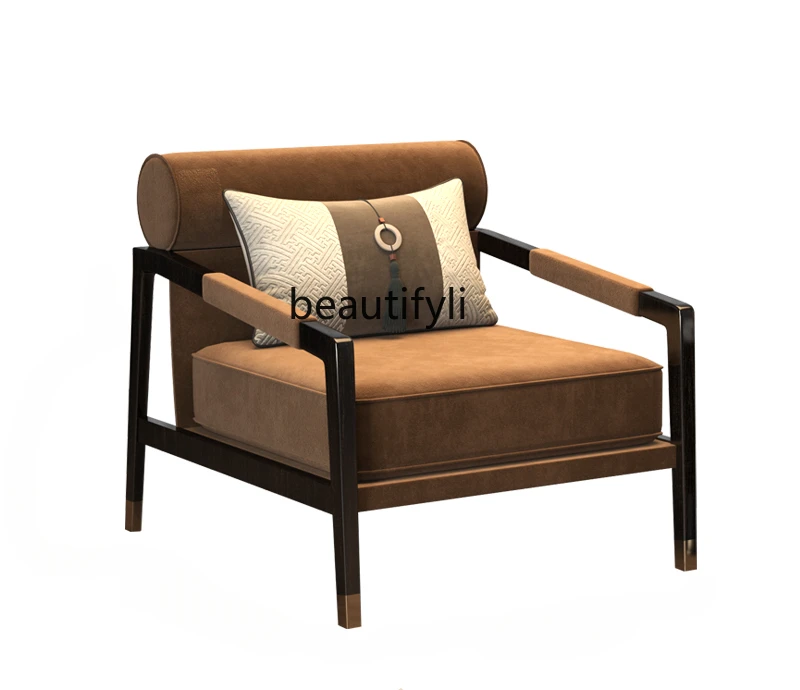 

Новый китайский одноместный диван, дизайнерский креативный стул для дома и гостиницы, продажа офисной модели комнаты, мебель для отдыха из массива дерева