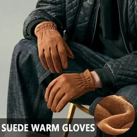 Suede Warm Gloves Cycling Winter Gloves Motorcycle Men Brushed Anti Slip Glove Touchable Screen Thermal Gloves Wear-resistant 1