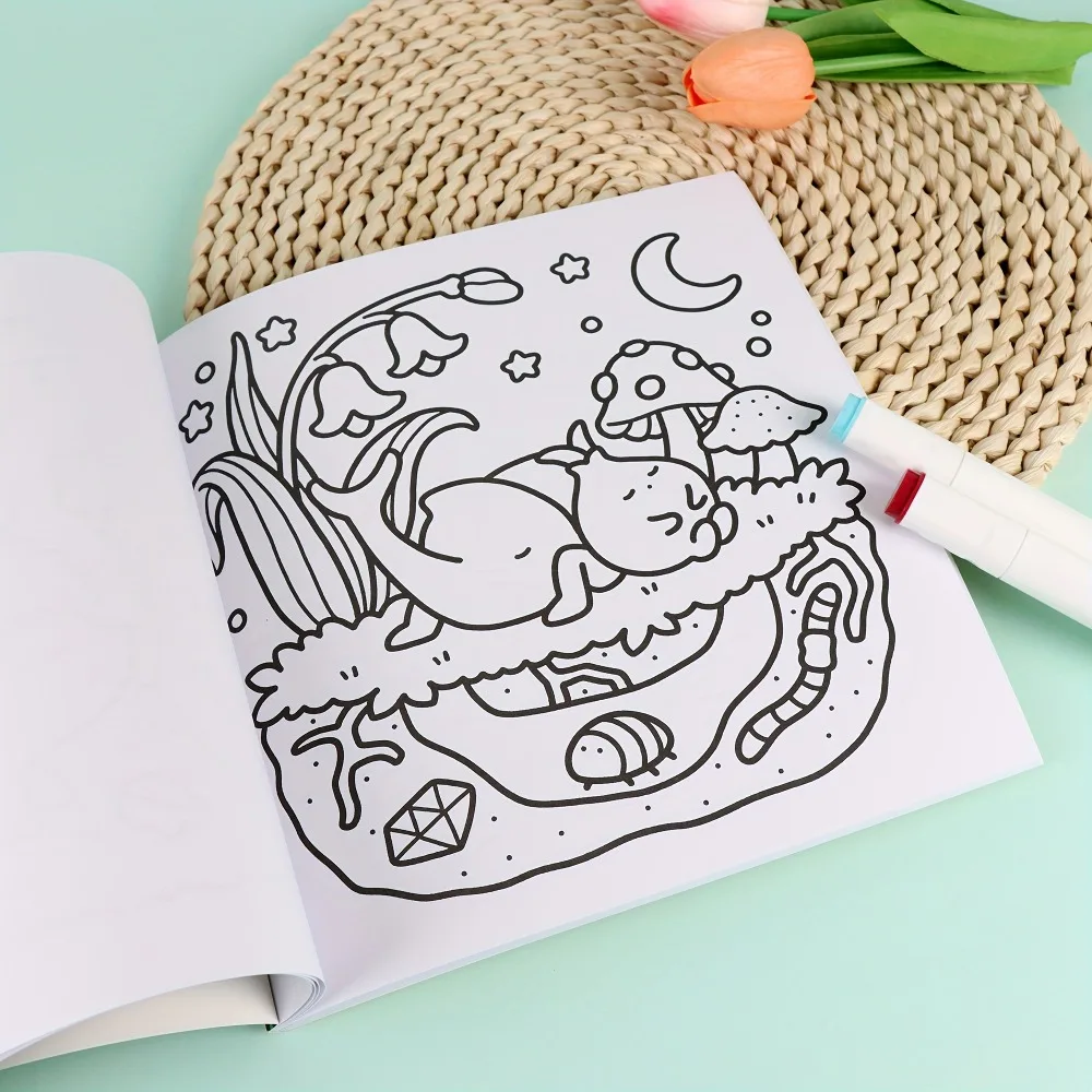 Into the Garden: Bold Simple Adult Coloring Book with Relaxing Plants Flowers Adorable Animals for Stress Relief Creativity 3