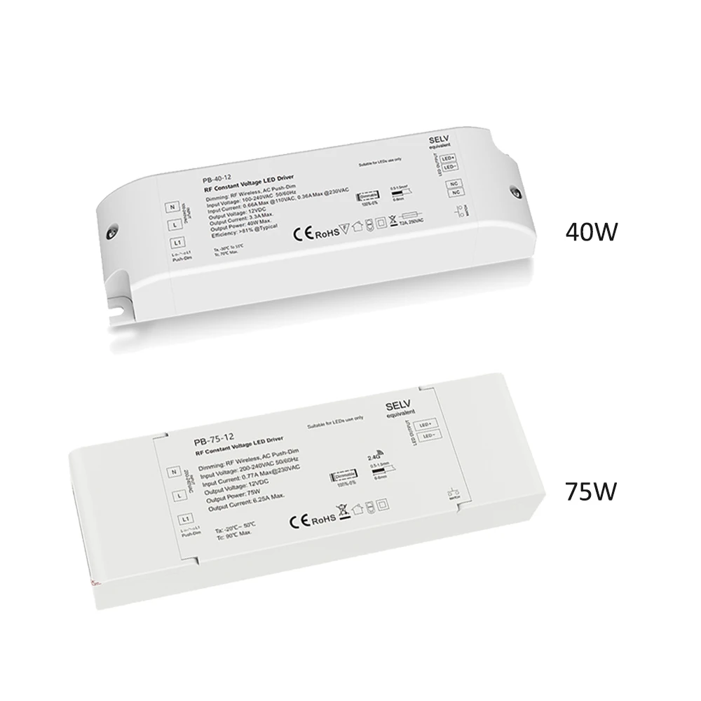 

Skydance 40W 75W Constant Voltage LED Driver Dimmable 12V 24V Transformer Power 2.4G RF Wireless Remote Control