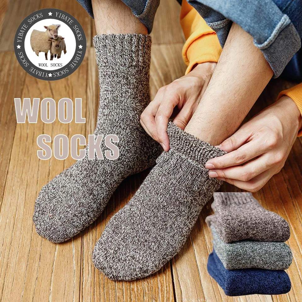 WinterMensThickWarmWoolSocksHighQualityHarajukuRetroBigSize