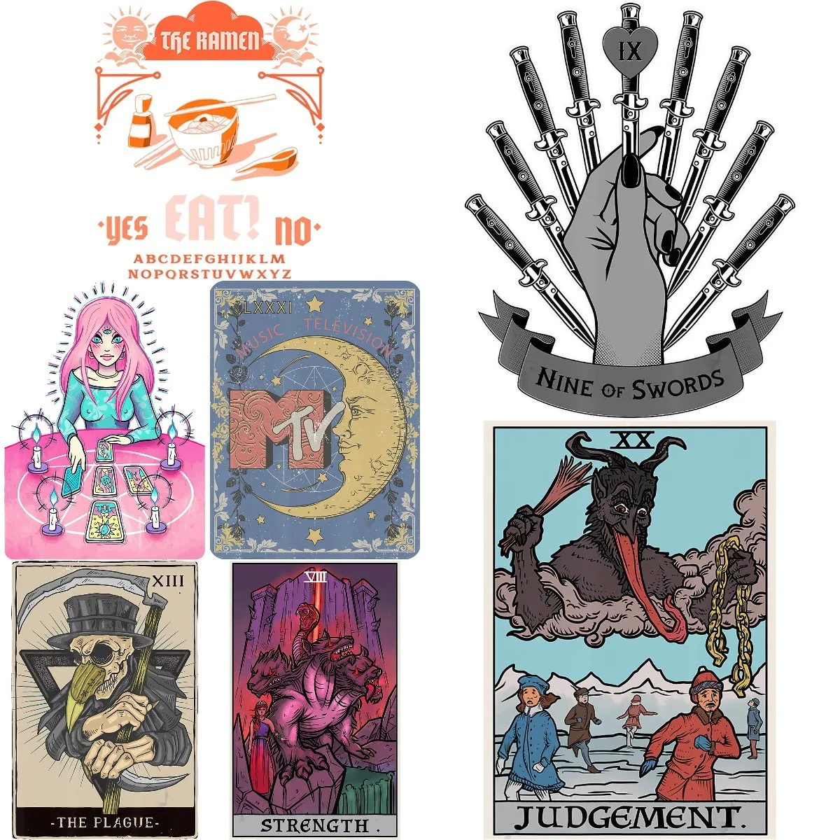 Tarot Card Stickers Thermo Tranfer Sticker For Cloth Heat Sticker Clothing  Thermoadhesive Patches Iron-on Transfers For Clothing