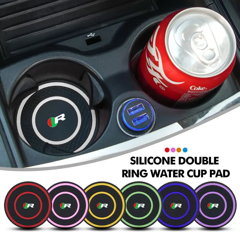 2pcs Silicone Car Cup Holder Anti Slip Insert Coasters Pads For Jaguar S-Type F-Type X-Type F-Pace I-Pace E-Pace XFR XKR 1