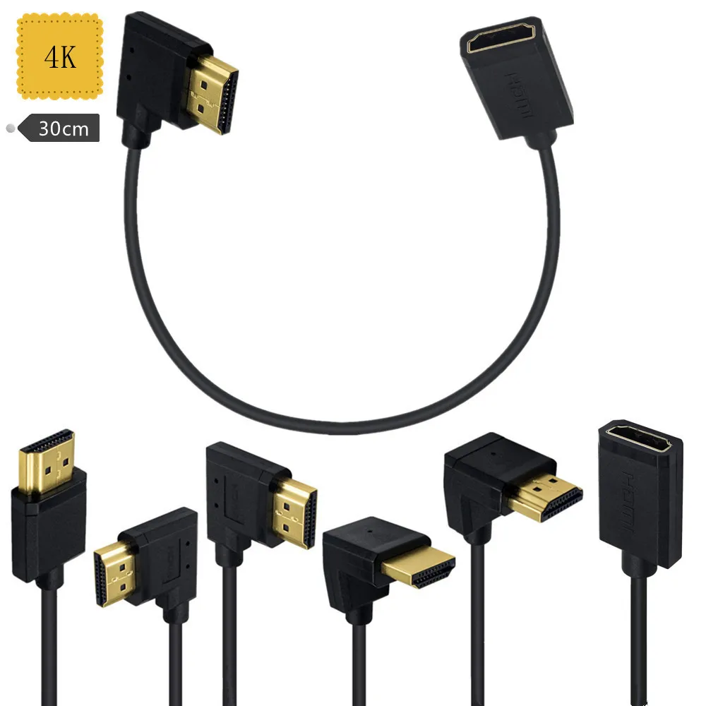 

Супер-тонкий высокоскоростной кабель 90 углов HDMI 4K * 2K @ 60 Гц φ 3, 2 30 см