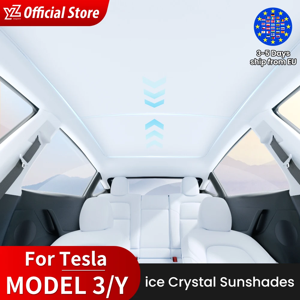 YZ For Tesla Model 3 Y Highland 2021-2024 sun visor for car Upgrade Ice Cloth Buckle Sun Shades Glass Roof Skylight Vehicle