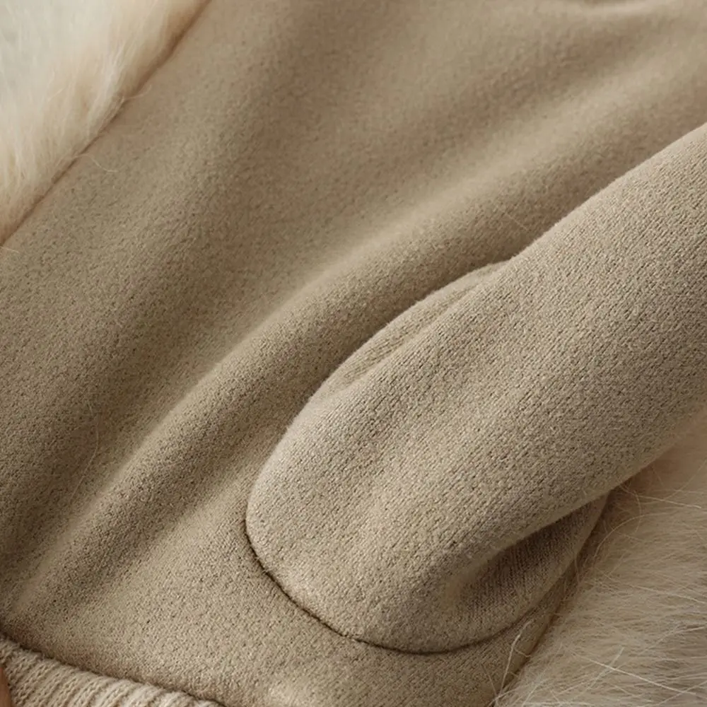 Cute Imitation Rabbit Fur Windproof Gloves Soft Full Fingers Winter Warm Gloves Thick Warm Lining Women Mittens Cold Weather