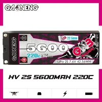 GAONENG GNB 5600mAh 2S1P 7.6V 220C LIHV Hardcase LCG LiPo Battery See Through 5.0mm T XT60 EC5 Plug For 1:10 RC Car Boat Parts 1