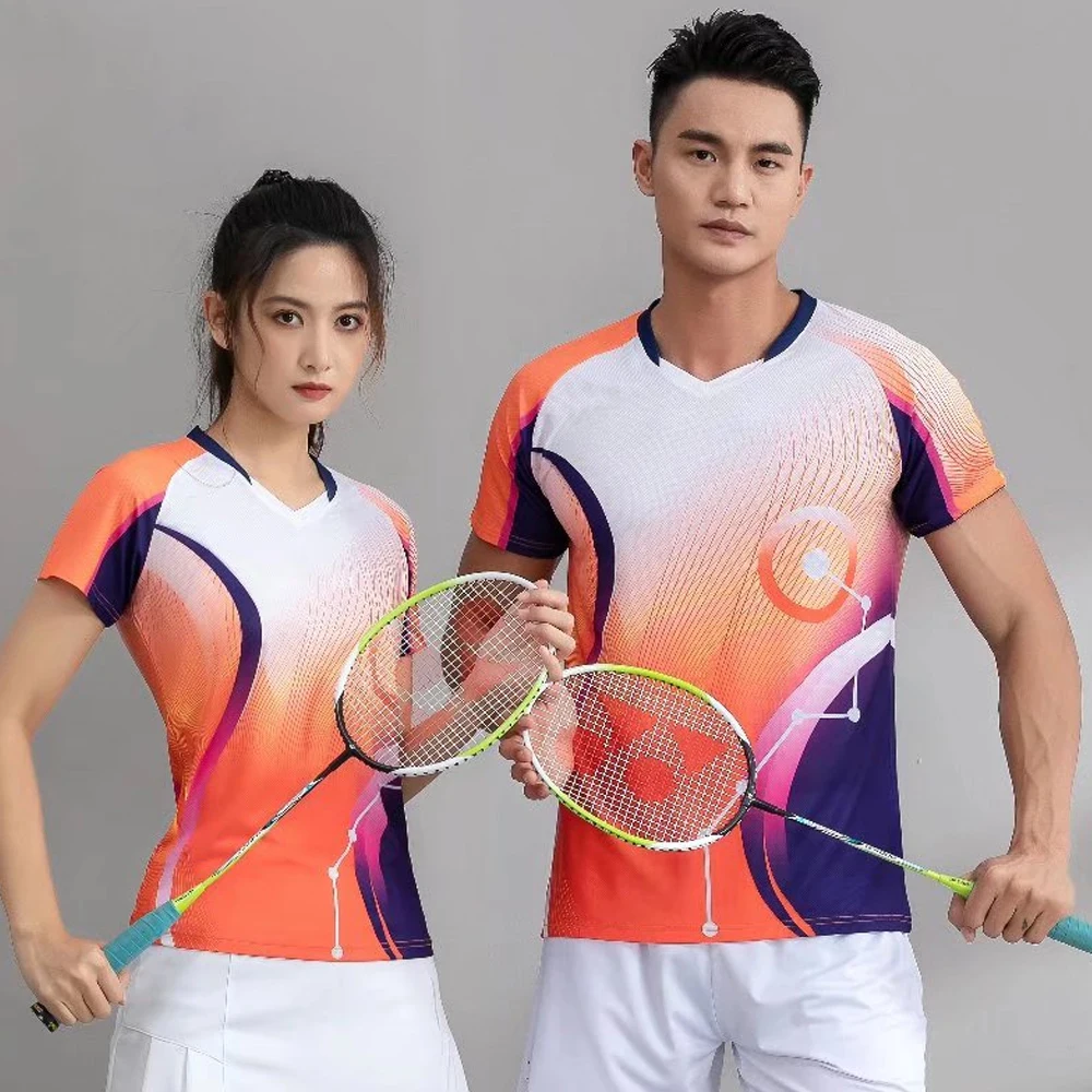 Table Tennis Badminton T-shirts for Men Women Quick Dry Print Short Sleeve Sports Ping Pong Tennis Uniform Tops short sleeve t shirt badminton uniforms