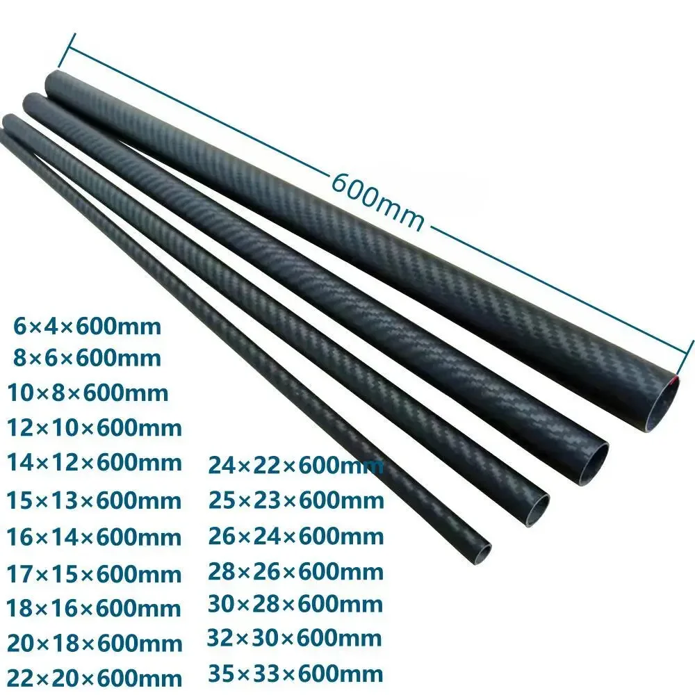 4pcs Length 600mm Carbon Fiber Tube High Composite Hardness Material 3K Twill Matte for Plant Protection Aircraft customizable