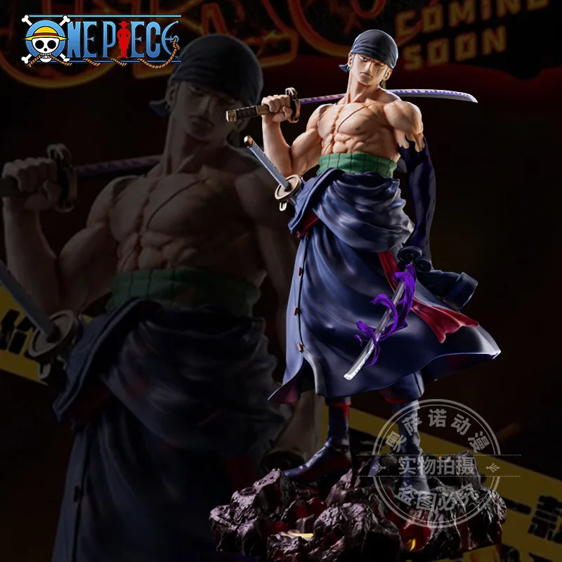 

50cm One Piece Roronoa Zoro Anime Figures Action Fight Stand Posture Pvc Statue Big Model Collection Doll Boy Toy Gifts