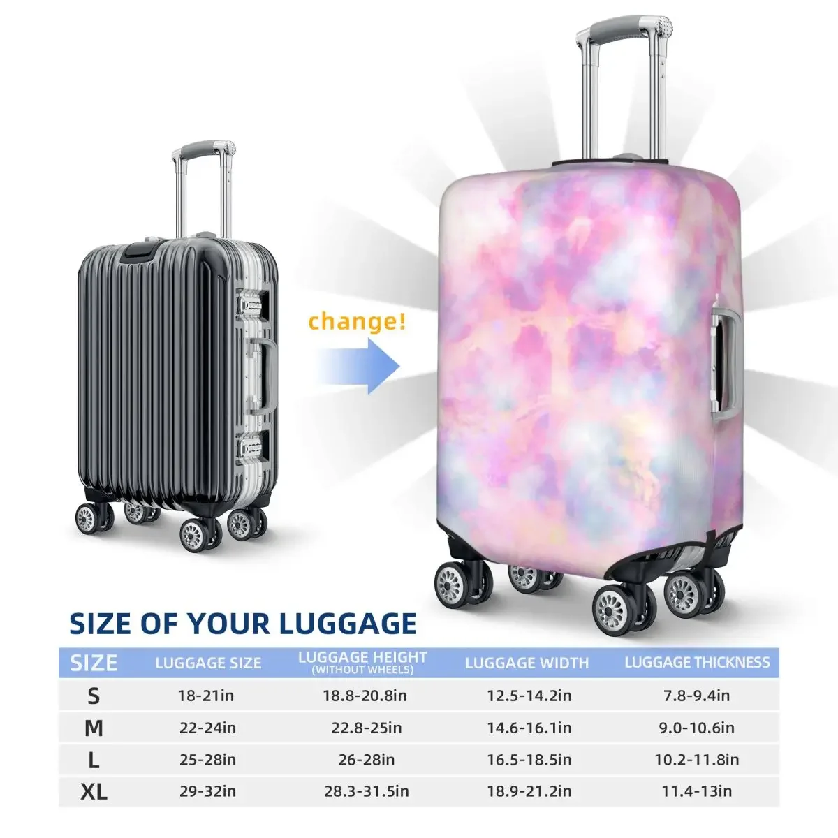 Pink Tie Dye Suitcase Cover Colorful Art Print Travel Vacation Fun Luggage Supplies Protection 5