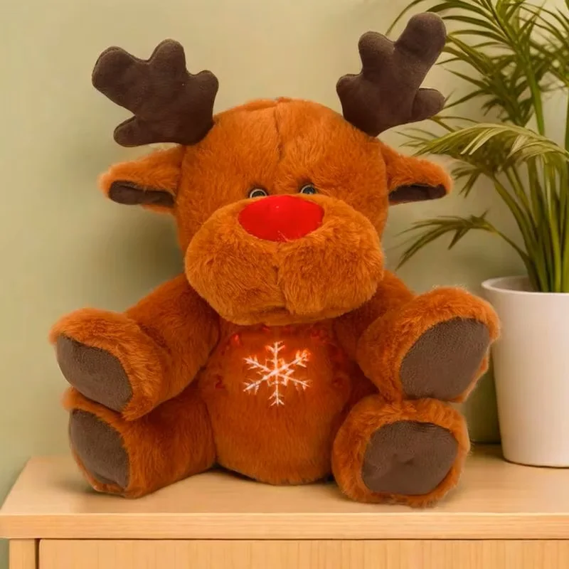 Santa breathing reindeer plush light up soothing elk deer lullaby breathing stuffed animal 4 gear anxiety relief Christmas gifts
