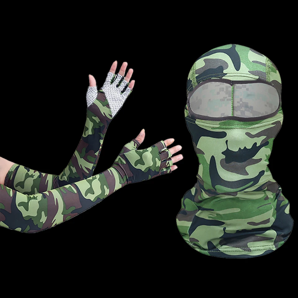 

WALK FISH Outdoor Balaclava And Arm Sleeves Combo Sunscreen Suits Cooling Breathable Face Mask Men Women Fishing Sport Headgear
