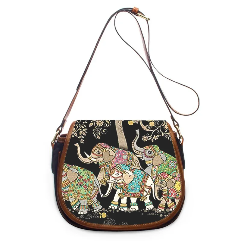 ndian Animal Elephant art print new fashion Women Crossbody Bag Luxury Handbag Women Bags Zipper Shoulder Bag women shoulder bag