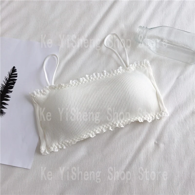 Women Lingerie Bra Cotton camisole top girl no underwire chest pad Adjustable to fit small chest vest wrap bra student bra