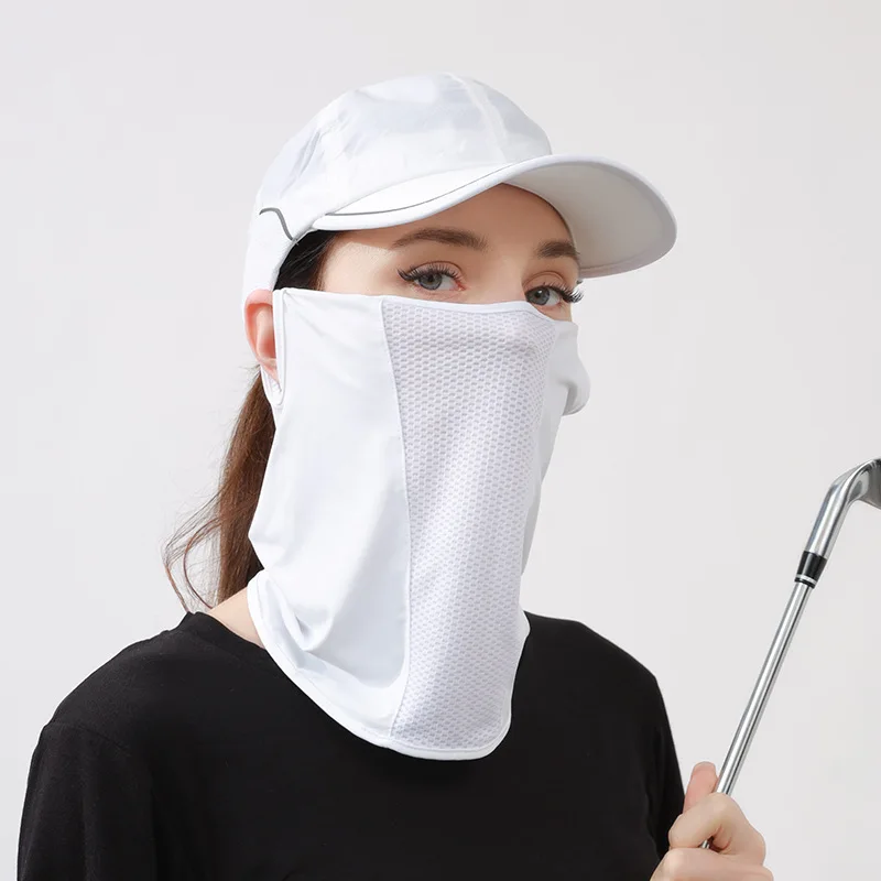 Summer UV Protection Ice Silk Sunscreen Face Scarf Mesh Breathable Neck Wrap Cover sunscreen face scarf