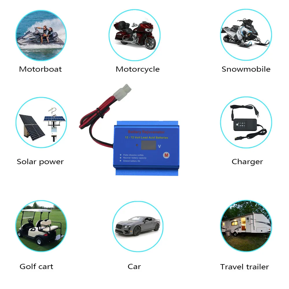 12V 24V 36V 48V 60V 72V Battery Desulfator Conditioner Regenerator Quick Disconnect Cables