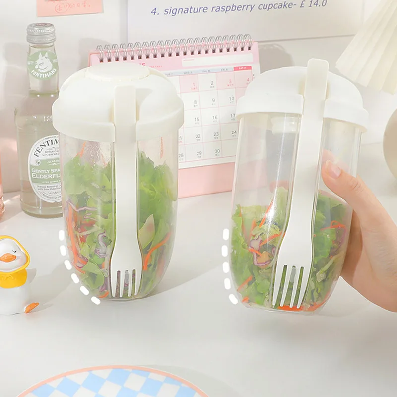 Creative Fresh Salad Cup To Go Container Set with Fork Sauce Cup