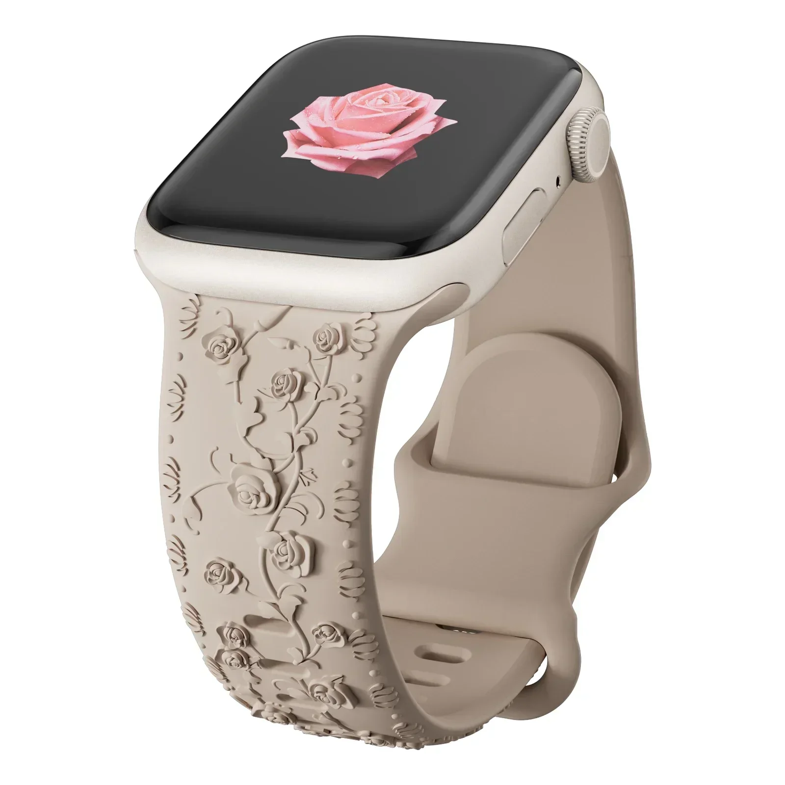 Floral Engraved Silicone Watch Band Bracelet