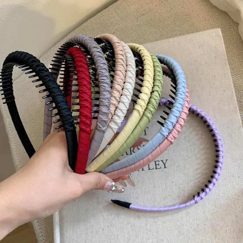 4 Fasce Per Capelli Con Denti E Strass – Cerchietti Non Slip In Plastica E Resina, Colori Nero, Argento, Grigio E Blu
