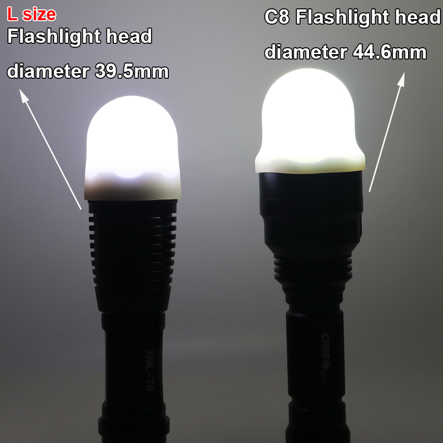 Flashlight Diffuser Silicone Elastic Lampshade for Head Diameter 20.5mm 24mm 30mm 40mm 44mm Torch 18650 AA 14500 Flashlight s2+