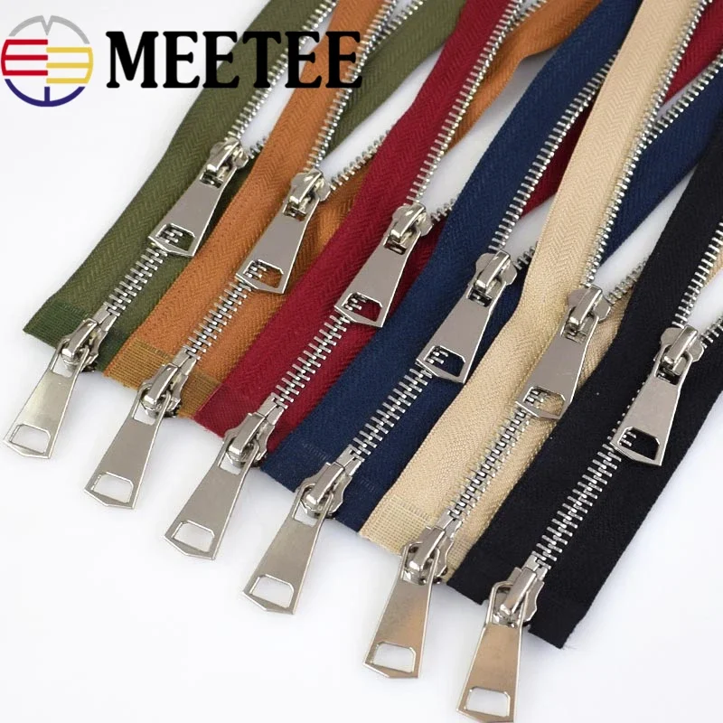 

1/2/5pcs Meetee 120cm 5# Metal Zippers Double Slider Open End Long Zip DIY Down Jacket Coat for Sewing Clothing Tailor Accessory