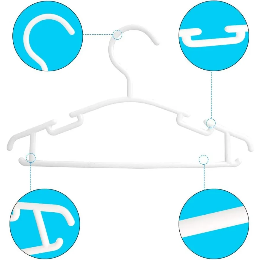 60Pack White Plastic Baby Hangers for Closet Organization Ideal for Toddler Clothing Storage Durable and SpaceSaving Design for