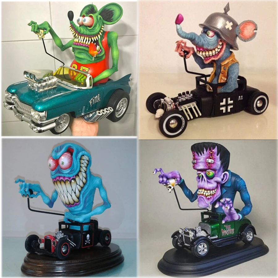 Halloween Figurines Angry Big Mouth Monster Driving Statue Ornament Rat Halloween Resin Crafts Gifts Sculpture for Home Decor 2