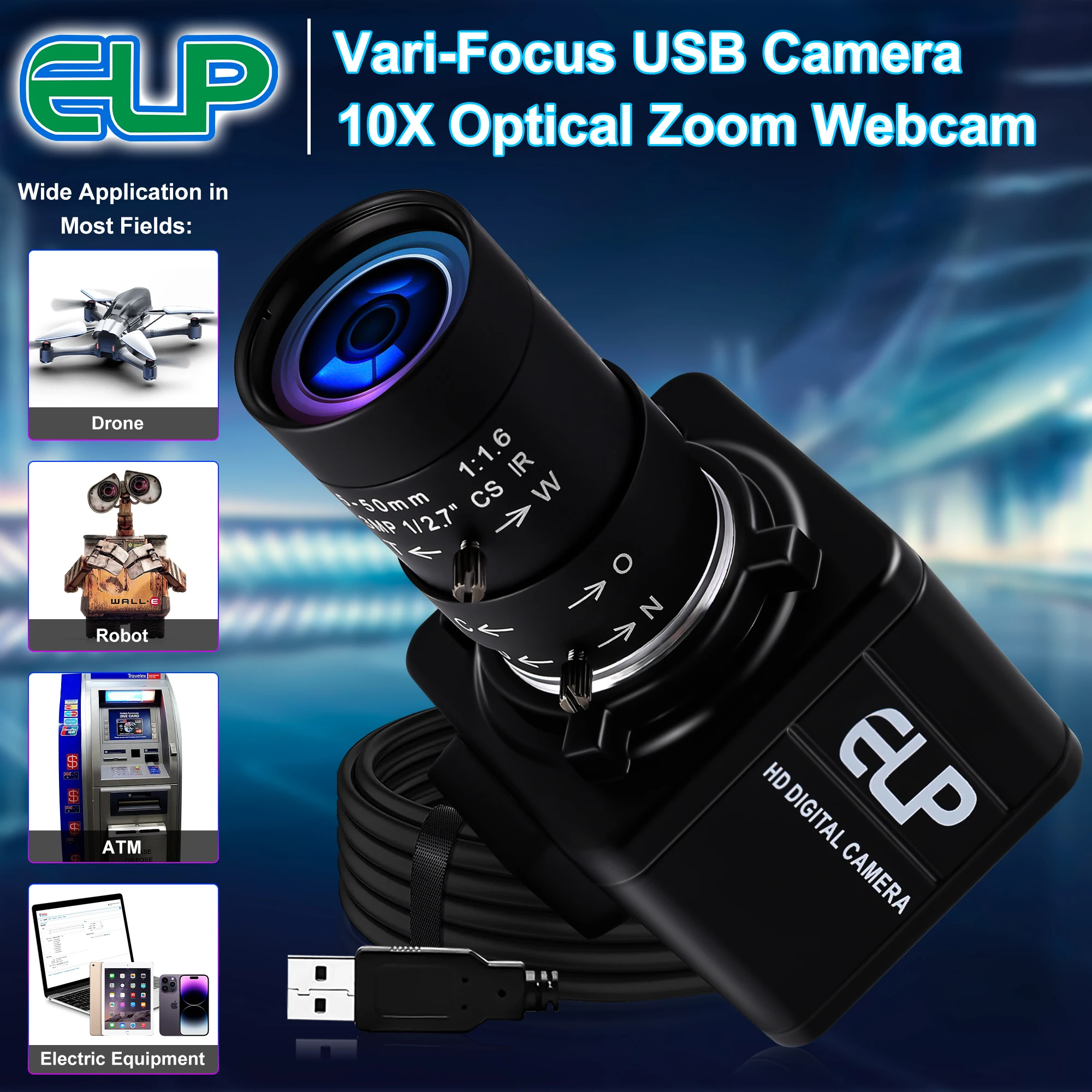 ELP-16MP 웹캠 4656x3496 울트라 HD 웹 카메라, IMX298 UVC 10 배 줌 미니 USB 카메라, 산업 검사, 사진, 보안용