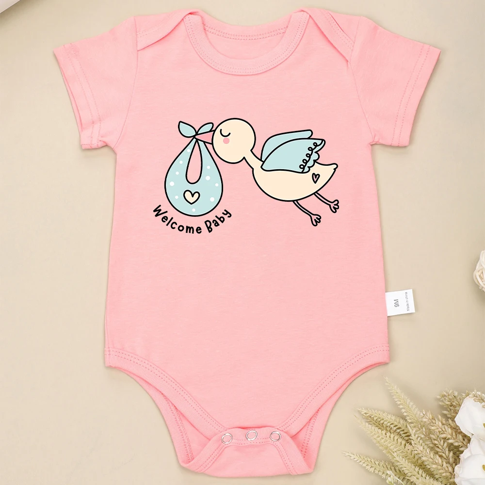 100% Cotton Baby Onesie Welcome Baby Pregnancy Announcement Newborn Boy Girl Clothes Aesthetic Comfy Soft Breathable Bodysuit 4