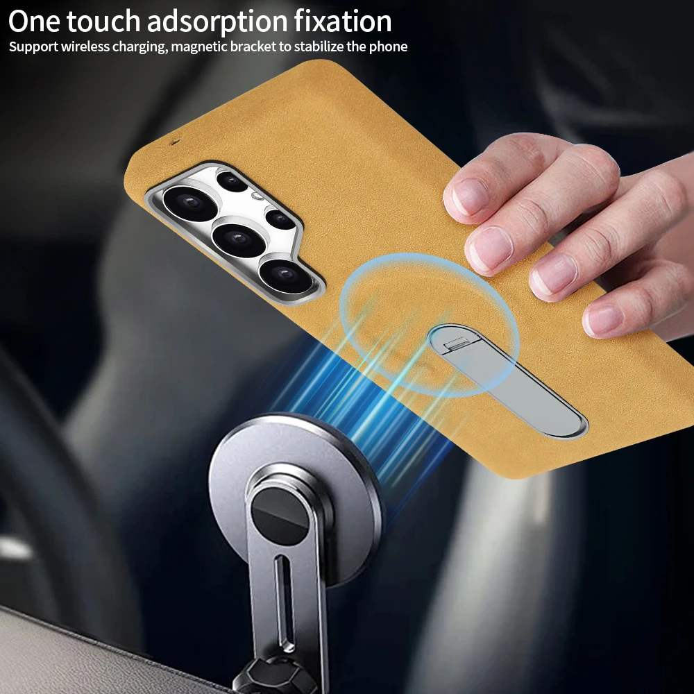 Premium Suede Magnetic Phone Case with Rotatable Holder - All-Inclusive Protection