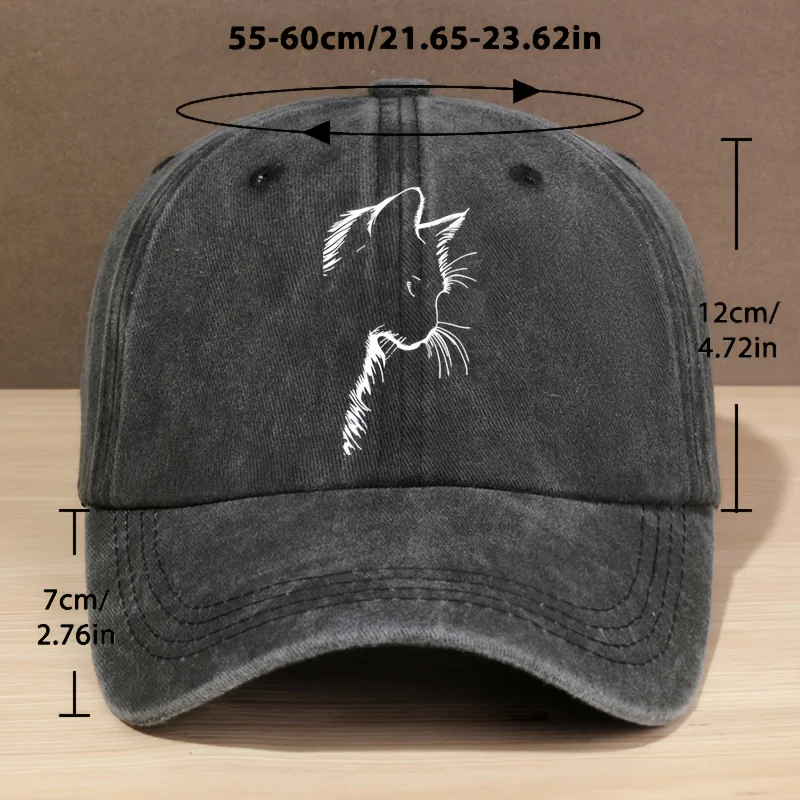 Modische, ausgehöhlte Baseballkappe mit Katzenmuster für Herren und Damen, LKW-Fahrerkappe, Outdoor-Sport, Camping, Angeln – Detail 11