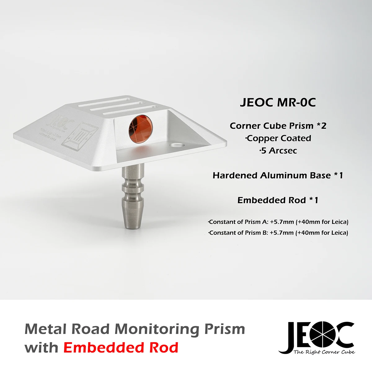 JEOC 0 ° Straßen überwachungs prisma mit zwei kupfer beschichteten Reflektoren und eingebettetem Stab für die Total stations topographie Land vermessung – Detail 1