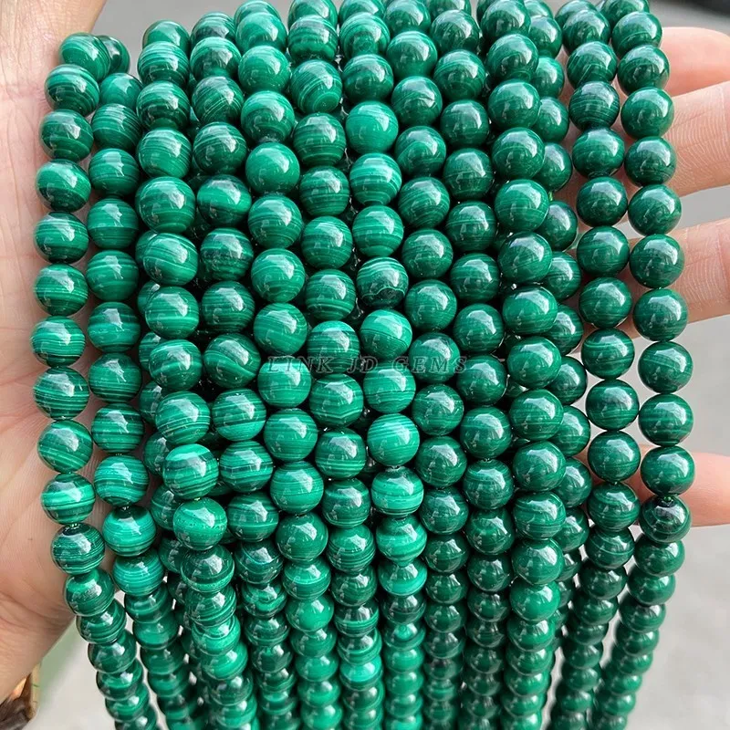 Top Quality 7A Natural Green Malachite Beads Charm Round Loose Beads For Jewelry Making Needlework Bracelet Diy Accessories 5