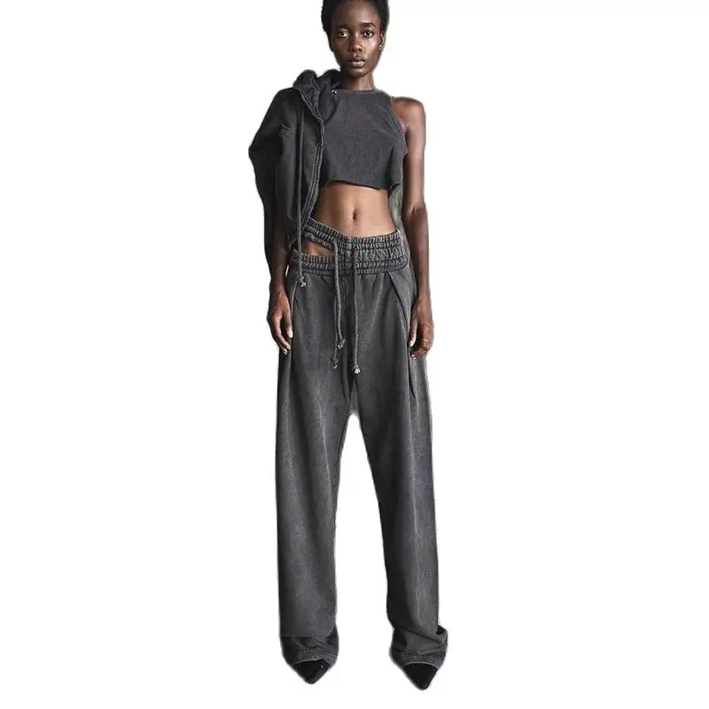 

Women's Hollow Out Waist Long Casual Sweatpants Drawstring Trousers Loose