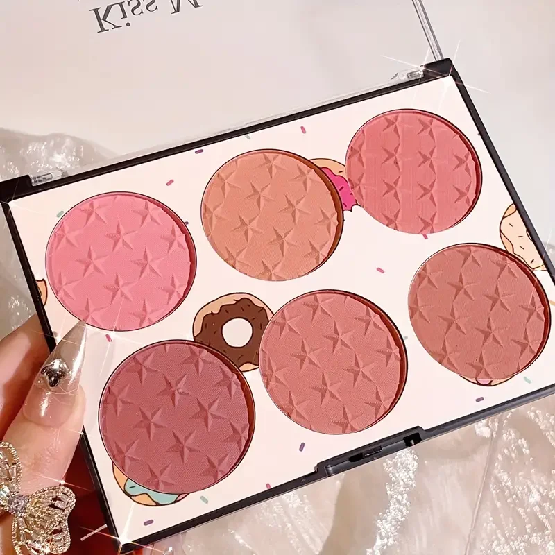 6-color blush palette, matte effect, natural long-lasting, high pigment, daily multi-color makeup set 1